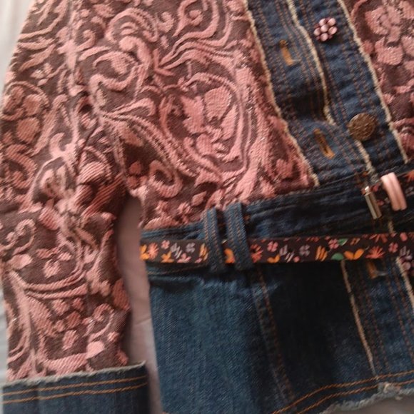 ALBERTO MAKALI  PINK BLUE DENIM FLORAL COTTON/SILK J ACKET SIZE US M - Picture 8 of 10